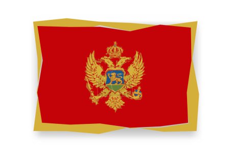 Bandera de Montenegro - elegante mosaico de bandera de papercuts de colores. Ilustración vectorial con sombra caída aislada sobre fondo blanco