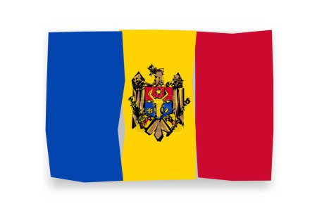 Drapeau Moldavie - élégant drapeau mosaïque de papiers colorés. Illustration vectorielle avec ombre portée isolée sur fond blanc