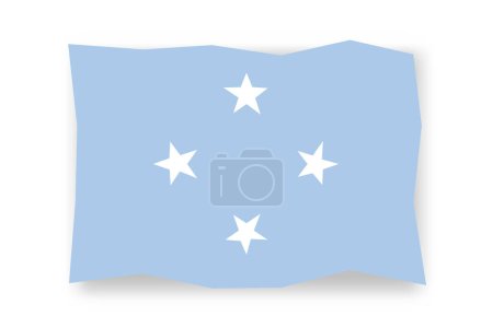Bandera de los Estados Federados de Micronesia: elegante mosaico de papercuts de colores. Ilustración vectorial con sombra caída aislada sobre fondo blanco