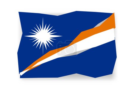 Flagge der Marshallinseln - stylisches Flaggenmosaik aus bunten Scherenschnitten. Vektorillustration mit Schlagschatten isoliert auf weißem Hintergrund
