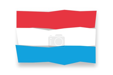 Luxemburger Flagge - stilvolles Fahnenmosaik aus bunten Scherenschnitten. Vektorillustration mit Schlagschatten isoliert auf weißem Hintergrund