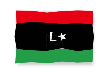 Libysche Flagge - stilvolles Fahnenmosaik aus bunten Scherenschnitten. Vektorillustration mit Schlagschatten isoliert auf weißem Hintergrund