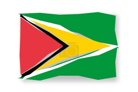 Guyana flag  - stylish flag mosaic of colorful papercuts. Vector illustration with dropped shadow isolated on white background