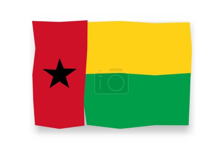 Guinea-Bissau flag  - stylish flag mosaic of colorful papercuts. Vector illustration with dropped shadow isolated on white background