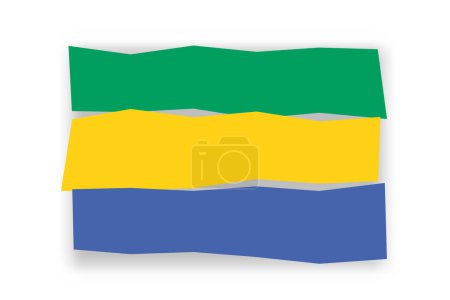 Bandera de Gabón - elegante mosaico de bandera de papercuts de colores. Ilustración vectorial con sombra caída aislada sobre fondo blanco