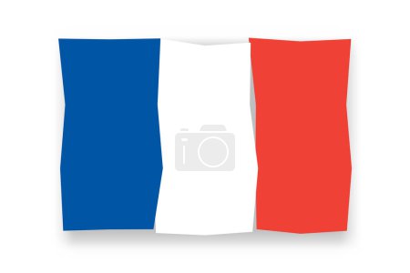 Frankreich-Flagge - stilvolles Fahnenmosaik aus bunten Scherenschnitten. Vektorillustration mit Schlagschatten isoliert auf weißem Hintergrund
