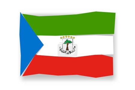 Äquatorialguinea-Flagge - stylisches Fahnenmosaik aus bunten Scherenschnitten. Vektorillustration mit Schlagschatten isoliert auf weißem Hintergrund