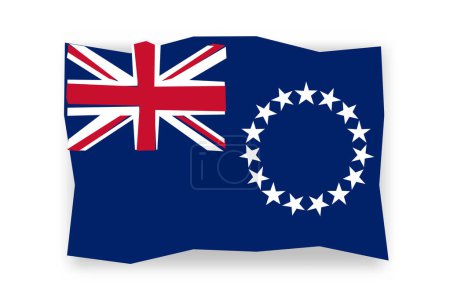 Bandera de las Islas Cook - elegante mosaico de bandera de coloridos papercuts. Ilustración vectorial con sombra caída aislada sobre fondo blanco