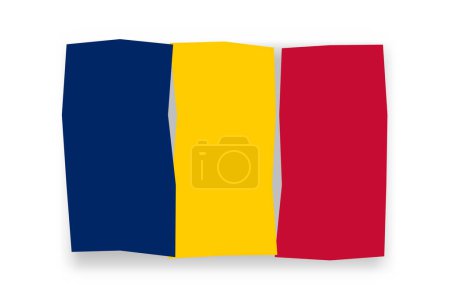 Drapeau Tchad - élégant drapeau mosaïque de papiers colorés. Illustration vectorielle avec ombre portée isolée sur fond blanc