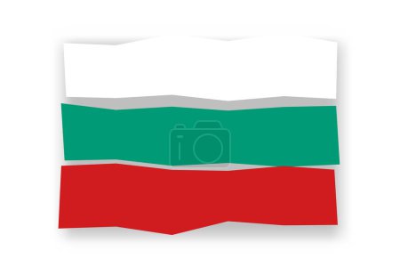 Bulgaria flag  - stylish flag mosaic of colorful papercuts. Vector illustration with dropped shadow isolated on white background