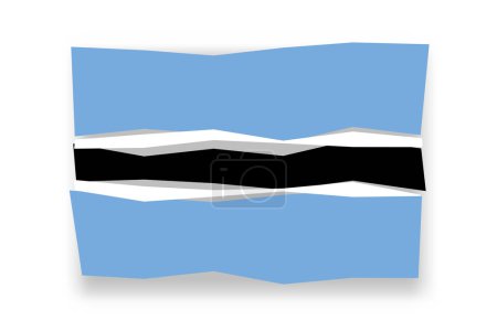 Bandera de Botswana - elegante mosaico de bandera de papercuts de colores. Ilustración vectorial con sombra caída aislada sobre fondo blanco