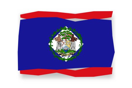 Flagge von Belize - stilvolles Fahnenmosaik aus bunten Scherenschnitten. Vektorillustration mit Schlagschatten isoliert auf weißem Hintergrund