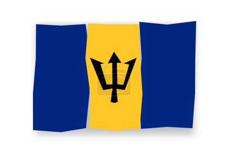Bandera de Barbados - elegante mosaico de bandera de papercuts de colores. Ilustración vectorial con sombra caída aislada sobre fondo blanco