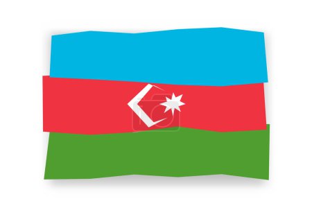 Azerbaijan flag  - stylish flag mosaic of colorful papercuts. Vector illustration with dropped shadow isolated on white background
