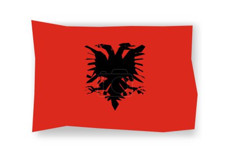 Albania flag  - stylish flag mosaic of colorful papercuts. Vector illustration with dropped shadow isolated on white background