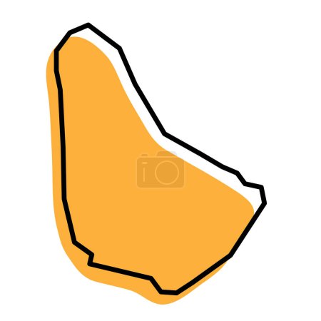 Barbados country simplified map. Orange silhouette with thick black sharp contour outline isolated on white background. Simple vector icon