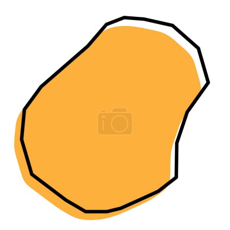 Nauru país mapa simplificado. Silueta naranja con grueso contorno negro afilado aislado sobre fondo blanco. Icono de vector simple