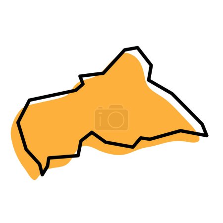 Central African Republic country simplified map. Orange silhouette with thick black sharp contour outline isolated on white background. Simple vector icon