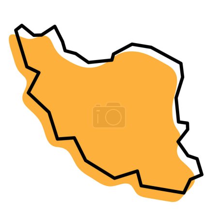 Iran country simplified map. Orange silhouette with thick black sharp contour outline isolated on white background. Simple vector icon