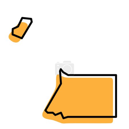 Äquatorialguinea vereinfachte Landkarte. Orangefarbene Silhouette mit dicken schwarzen, scharfen Umrissen, isoliert auf weißem Hintergrund. Einfaches Vektorsymbol