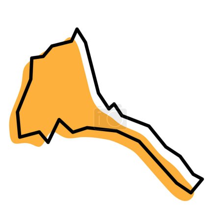 Eritrea country simplified map. Orange silhouette with thick black sharp contour outline isolated on white background. Simple vector icon