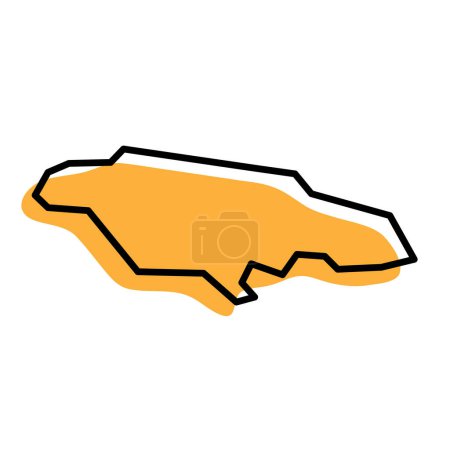 Jamaica country simplified map. Orange silhouette with thick black sharp contour outline isolated on white background. Simple vector icon
