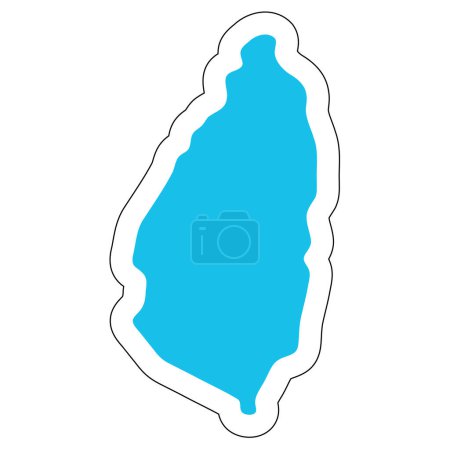 Die Silhouette des Landes St. Lucia. Hoch detaillierte Karte. Solider blauer Vektor-Aufkleber mit weißer Kontur isoliert auf weißem Hintergrund.