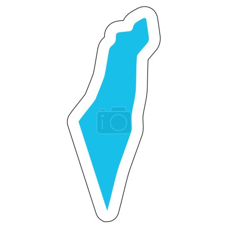Silueta de Israel. Mapa detallado alto. Pegatina de vector azul sólido con contorno blanco aislado sobre fondo blanco.
