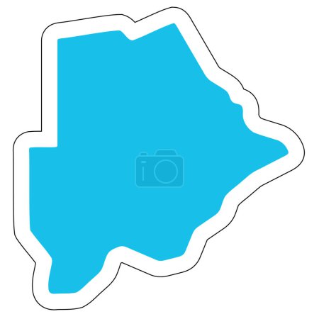Silhouette champêtre du Botswana. Carte détaillée haute. Autocollant vectoriel bleu uni avec contour blanc isolé sur fond blanc.