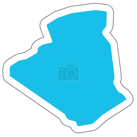 Algérie pays silhouette. Carte détaillée haute. Autocollant vectoriel bleu uni avec contour blanc isolé sur fond blanc.