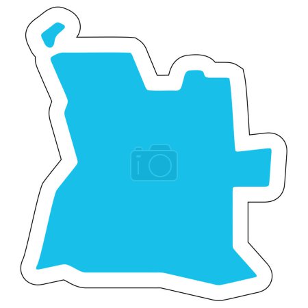 Angola Land Silhouette. Hoch detaillierte Karte. Solider blauer Vektor-Aufkleber mit weißer Kontur isoliert auf weißem Hintergrund.