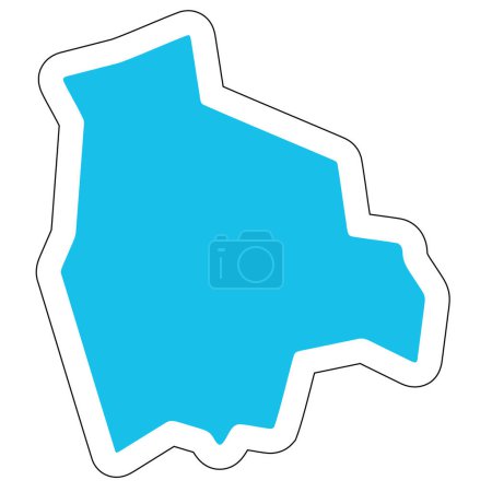 Bolivia country silhouette. High detailed map. Solid blue vector sticker with white contour isolated on white background.