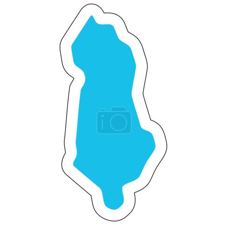 Albanien Land Silhouette. Hoch detaillierte Karte. Solider blauer Vektor-Aufkleber mit weißer Kontur isoliert auf weißem Hintergrund.