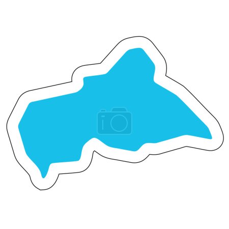 Silueta de país de República Centroafricana. Mapa detallado alto. Pegatina de vector azul sólido con contorno blanco aislado sobre fondo blanco.