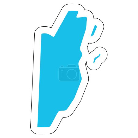 Belize country silhouette. High detailed map. Solid blue vector sticker with white contour isolated on white background.