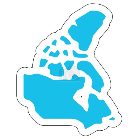 Kanada Land Silhouette. Hoch detaillierte Karte. Solider blauer Vektor-Aufkleber mit weißer Kontur isoliert auf weißem Hintergrund.