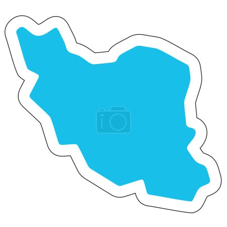 Iran country silhouette. High detailed map. Solid blue vector sticker with white contour isolated on white background.