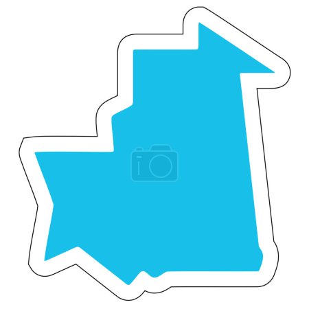 Mauritania country silhouette. High detailed map. Solid blue vector sticker with white contour isolated on white background.