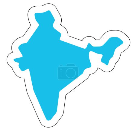 India country silhouette. High detailed map. Solid blue vector sticker with white contour isolated on white background.