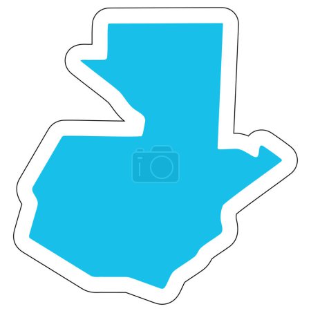 Guatemala country silhouette. High detailed map. Solid blue vector sticker with white contour isolated on white background.