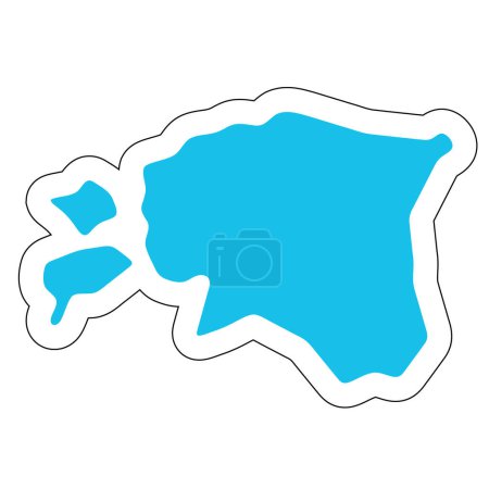 Estonia country silhouette. High detailed map. Solid blue vector sticker with white contour isolated on white background.