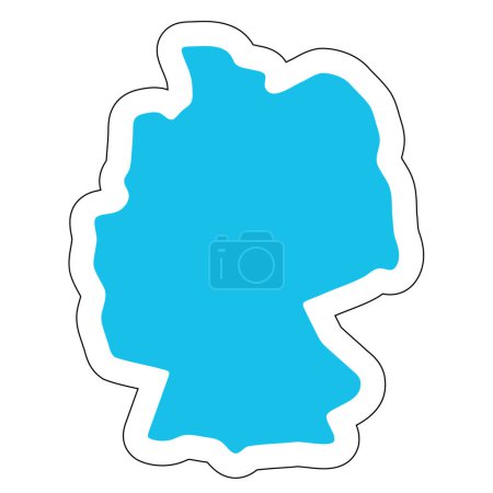 Silueta de campo de Alemania. Mapa detallado alto. Pegatina de vector azul sólido con contorno blanco aislado sobre fondo blanco.