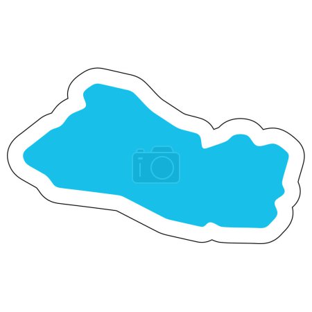 Silueta de campo de El Salvador. Mapa detallado alto. Pegatina de vector azul sólido con contorno blanco aislado sobre fondo blanco.
