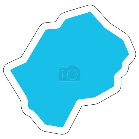 Silueta campestre de Lesotho. Mapa detallado alto. Pegatina de vector azul sólido con contorno blanco aislado sobre fondo blanco.