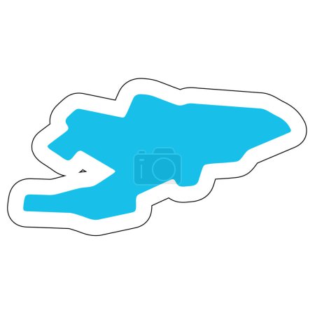 Kyrgyzstan country silhouette. High detailed map. Solid blue vector sticker with white contour isolated on white background.