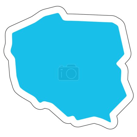 Die Silhouette Polens. Hoch detaillierte Karte. Solider blauer Vektor-Aufkleber mit weißer Kontur isoliert auf weißem Hintergrund.