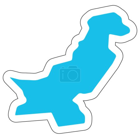 Die Silhouette Pakistans. Hoch detaillierte Karte. Solider blauer Vektor-Aufkleber mit weißer Kontur isoliert auf weißem Hintergrund.