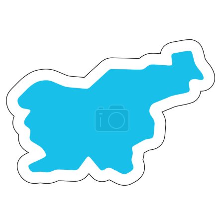 Slowenien Land Silhouette. Hoch detaillierte Karte. Solider blauer Vektor-Aufkleber mit weißer Kontur isoliert auf weißem Hintergrund.
