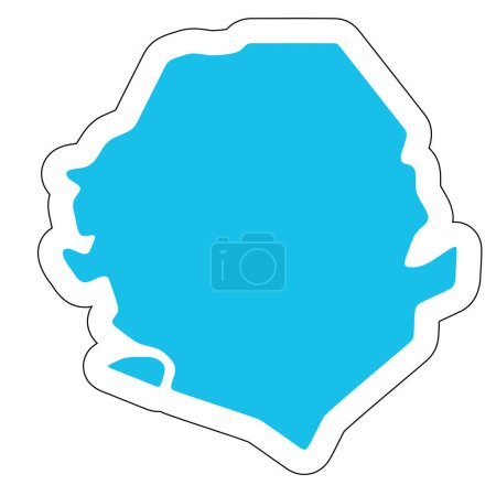 Silhouette pays Sierra Leone. Carte détaillée haute. Autocollant vectoriel bleu uni avec contour blanc isolé sur fond blanc.