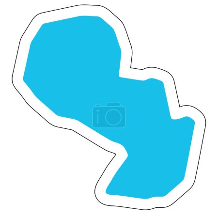 Paraguay country silhouette. High detailed map. Solid blue vector sticker with white contour isolated on white background.
